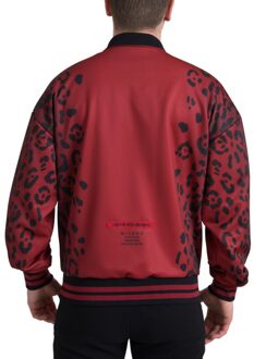 Dolce & Gabbana Luipaard Bomberjack Rood - maat EU 50 Donkerrood