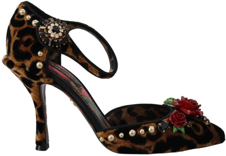 Dolce & Gabbana Luipaardprint Bloem Sandalen Dolce & Gabbana , Multicolor , Dames - 36 EU