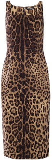 Dolce & Gabbana Luipaardprint jurk Dolce & Gabbana , Brown , Dames - M,S,Xs,2Xs