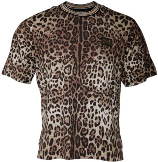 Dolce & Gabbana Luipaardprint Ronde Hals T-shirt Bruin - EU 50