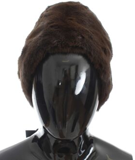 Dolce & Gabbana Luxe Bruine Wezelbont Dames Beanie - maat
