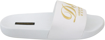 Dolce & Gabbana Luxe Hotel Zwembad Slippers Dolce & Gabbana , White , Dames - 40 EU