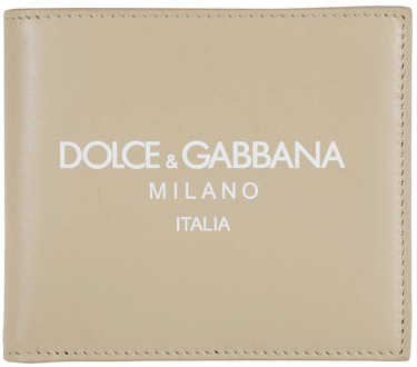 Dolce & Gabbana Luxe Leren Portemonnee voor Heren Dolce & Gabbana , Beige , Heren - ONE Size