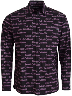 Dolce & Gabbana Luxe Zwarte en Paarse Overhemd Dolce & Gabbana , Black , Heren - L