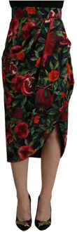 Dolce & Gabbana Luxe Zwarte Rode Fruit Wikkelrok Dolce & Gabbana , Black , Dames - 2XS
