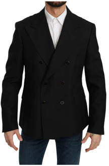 Dolce & Gabbana Luxe Zwarte Slim Fit Blazer van Wolmix Dolce & Gabbana , Black , Heren - 2XL