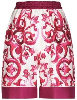 Dolce & Gabbana Majolica Print Pyjamashorts Dolce & Gabbana , Pink , Dames - S,Xs,2Xs