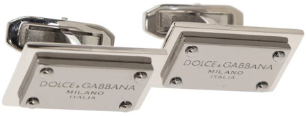 Dolce & Gabbana Manchetknopen met gegraveerd logo Dolce & Gabbana , Gray , Heren - ONE Size