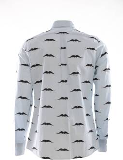 Dolce & Gabbana Mannen Snor Shirt Blauw