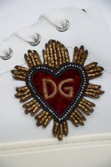 Dolce & Gabbana Mannen Wit Rood Leer Casual Lage Top Sneakers - EU 40 / UK 6.5