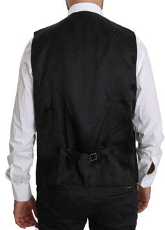 Dolce & Gabbana Mannen Zwart Effen Wollen Zijden Vest - maat 2XL Grijs