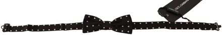 Dolce & Gabbana Mannen Zwart Wit Polka Dot Zijde Verstelbare Hals Papillon Strik - maat
