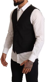 Dolce & Gabbana Mannen Zwart Wollen Formele Waistcoat Jurk