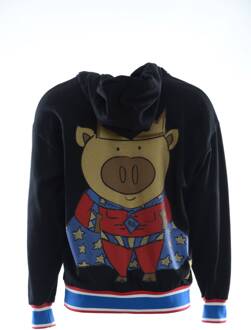 Dolce & Gabbana Mannen Zwarte Trui Varken van het Jaar Hooded - maat