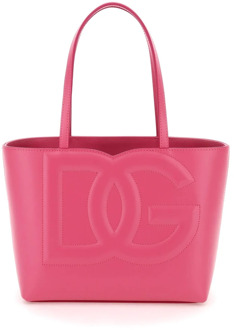 Dolce & Gabbana Maxi DG Logo Leren Tote Tas Dolce & Gabbana , Pink , Dames - ONE Size
