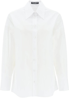 Dolce & Gabbana Maxi Overhemd met Satijnen Knopen Dolce & Gabbana , White , Dames - L,M,S