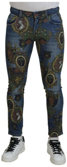 Dolce & Gabbana Medal Print Slim Fit Jeans Dolce & Gabbana , Blue , Heren - XS