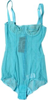Dolce & Gabbana Mesh Romper met Scoop Hals Turquoise