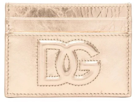 Dolce & Gabbana Metallic Pink Logo Kaarthouder Dolce & Gabbana , Yellow , Dames - ONE Size