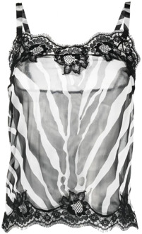 Dolce & Gabbana Mouwloze Zebra Top Dolce & Gabbana , White , Dames - XL
