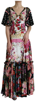 Dolce & Gabbana Multicolor Bloemenprint Zijden Maxi Jurk Dolce & Gabbana , Multicolor , Dames - XS