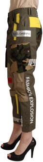 Dolce & Gabbana Multicolor Camouflage Patchwork Broek Pan72085 Kaki - EU 38 / UK 10
