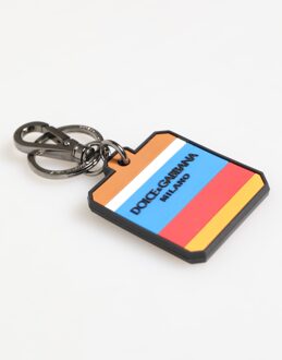 Dolce & Gabbana Multicolor DG Rubber Logo Zilveren Heren Sleutelhanger Sleutellery Veelkleurig