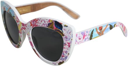 Dolce & Gabbana Multicolor Houten Kristal Messing Frame Bloemige Handgeschilderde Zonnebril Veelkleurig