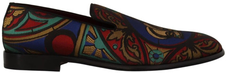 Dolce & Gabbana Multicolor Jacquard Crown Loafers Schoenen Dolce & Gabbana , Multicolor , Heren - 43 EU