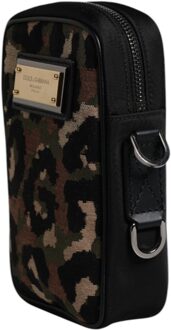 Dolce & Gabbana Multicolor Luipaard Jacquard Logo Plaque Nekriem Tas Veelkleurig