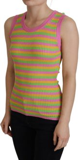 Dolce & Gabbana Multikleur Zijde Vest Pullover Tank Dames Top Veelkleurig