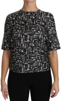 Dolce & Gabbana Muziekinstrumenten Print Top Zwart - EU 40 / UK 12