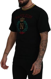 Dolce & Gabbana Napoleon T-shirt met Geborduurde Kroon - maat EU 44 Zwart