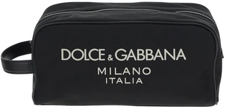 Dolce & Gabbana Nylon Logo Necessaire Tas Dolce & Gabbana , Black , Heren - ONE Size