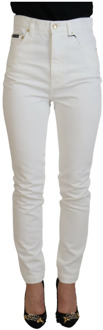 Dolce & Gabbana Off White Skinny Denim Jeans met Hoge Taille Dolce & Gabbana , White , Dames - XS