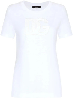 Dolce & Gabbana Optisch Wit T-Shirt Dolce & Gabbana , White , Dames - M,S,Xs,2Xs