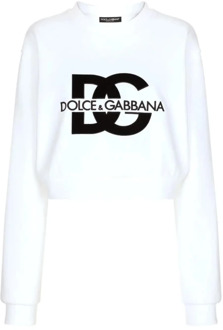 Dolce & Gabbana Optisch Witte Crewneck Sweatshirt Dolce & Gabbana , White , Dames - M,S,Xs