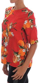 Dolce & Gabbana Oranjedruk Blouse met Kristalversieringen Veelkleurig