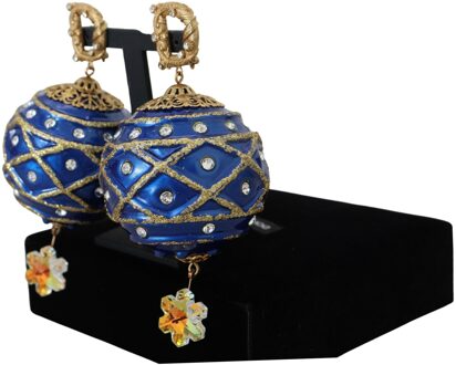 Dolce & Gabbana Ornament Ballelkjes Blauw En Goud Stijl Donkerblauw