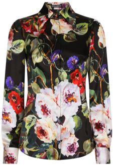 Dolce & Gabbana Overhemden met Bloemenprint van Zijdeblend Dolce & Gabbana , Multicolor , Dames - Xl,L,M,S,Xs