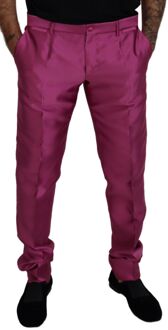 Dolce & Gabbana Paarse Satijnen Broek Slim Fit Fuchsia