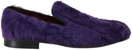 Dolce & Gabbana Paarse Sheep Fur Leren Loafers Dolce & Gabbana , Purple , Dames - 36 EU