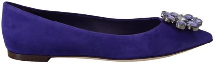 Dolce & Gabbana Paarse Suède Kristal Loafers Flats Dolce & Gabbana , Purple , Dames - 35 1/2 Eu,37 1/2 Eu,36 1/2 Eu,39 EU