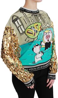 Dolce & Gabbana Pailletten Mouw Gebreide Trui Huidkleurig