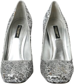 Dolce & Gabbana Pailletten Pumps met Sieraden Detail - maat Zilver
