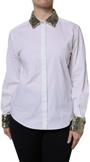 Dolce & Gabbana Paillettenversierde Kraagshirt Wit - EU 40 / UK 12