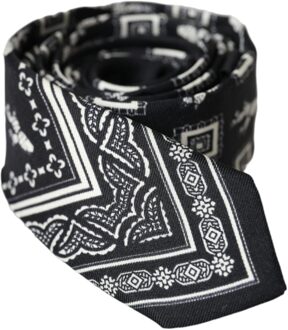 Dolce & Gabbana Paisley Print Stropdas Kra3394 Zwart