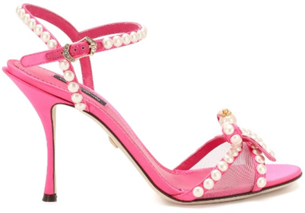 Dolce & Gabbana Parel Versierde Sandalen Dolce & Gabbana , Pink , Dames - 38 1/2 Eu,36 1/2 Eu,38 EU