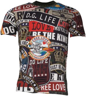 Dolce & Gabbana Patchwork Graphic T-shirt Zwart - EU 48