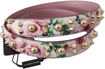 Dolce & Gabbana Pink Bloem Leather Stud Accessoire Schouder damesriem - maat Goud